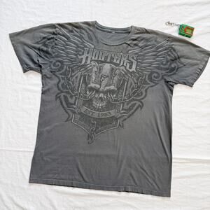 Y2K Hooters Affliction Style Skull T-Shirt - L